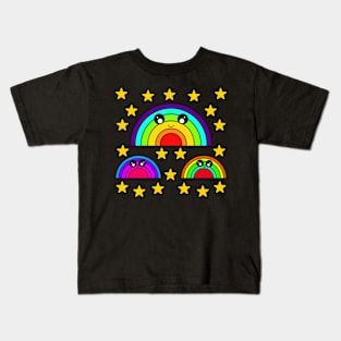 Cute Kawaii Rainbow With Stars Kids T-Shirt